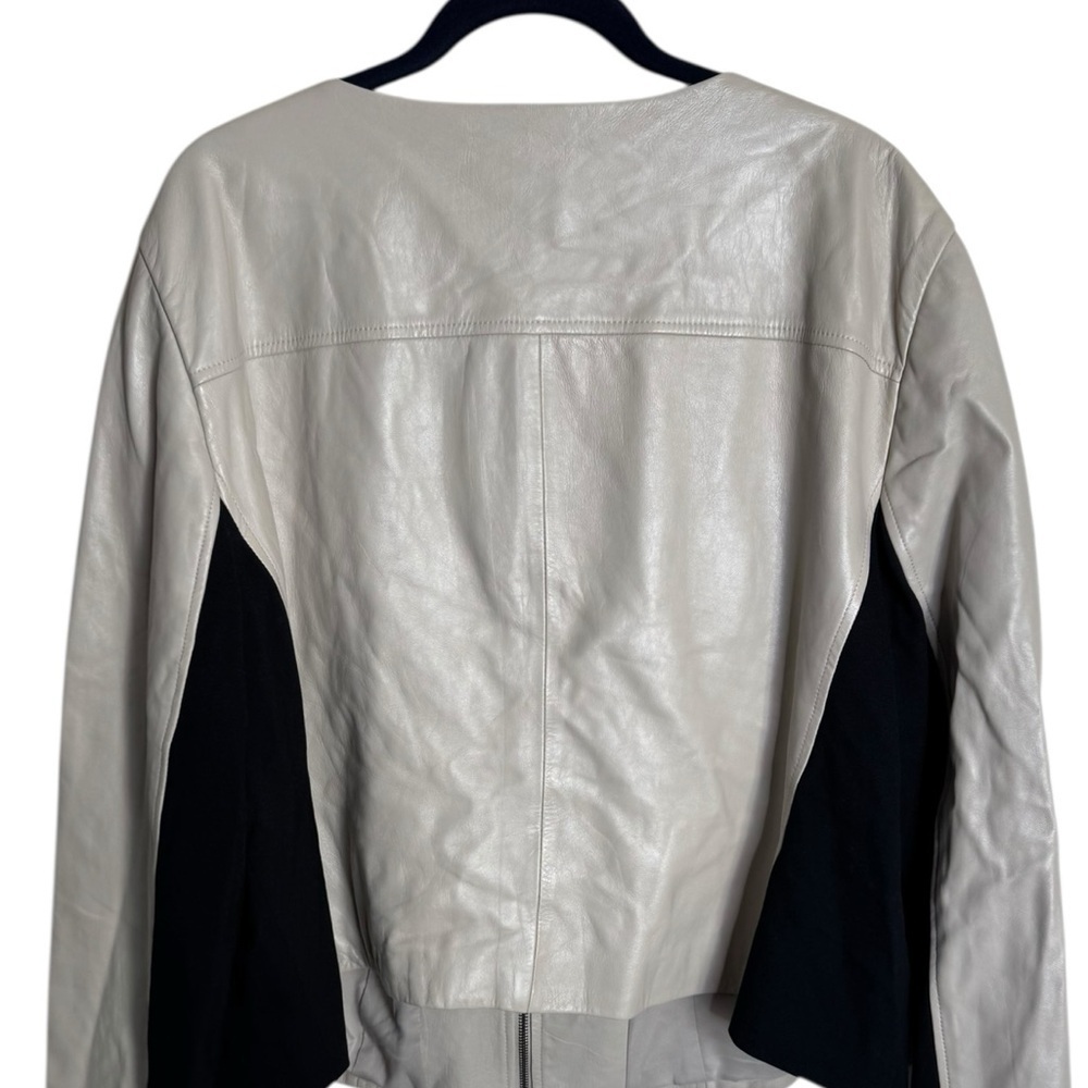 DKNY Lamb Leather Jacket Collarless Tan size 2X - Picture 4 of 8